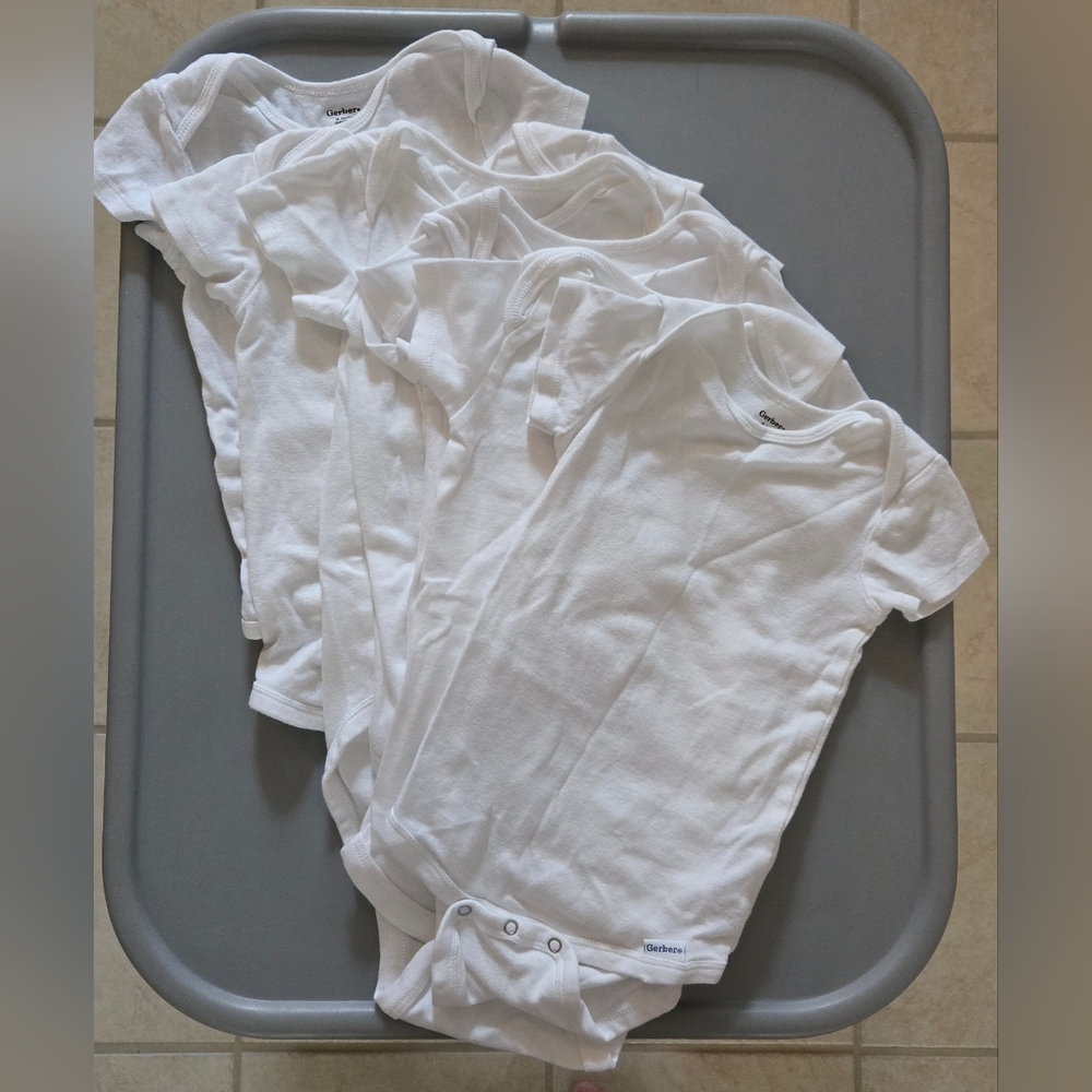 NWOT Gerber Toddler Unisex White Bodysuits 6 Pack 18 Months